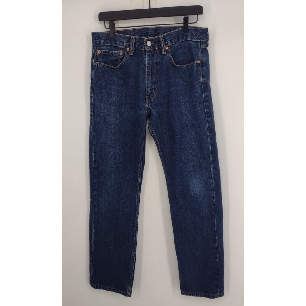 Levi's 505 Dark Wash Denim Blue Jeans Mens W 32 L 32